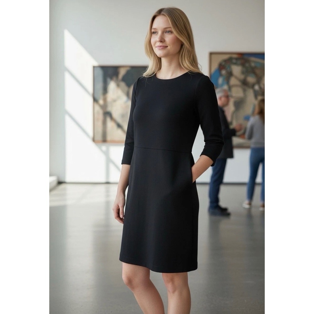NWT David Bitton Women Luxe Ponte Dress Knee Length Pockets •M•